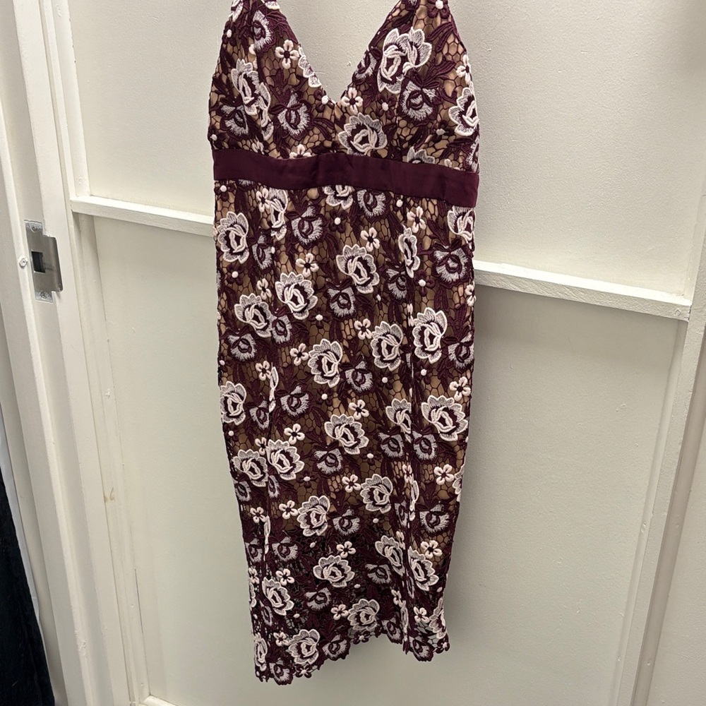 Bardot Burgundy and White Floral Dress